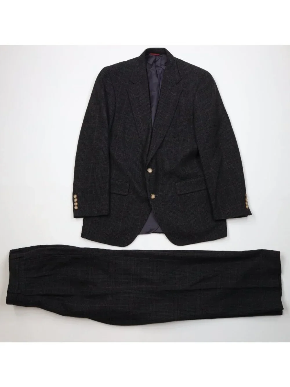 Vtg 70s Jos A Bank Mens 40R 2 Piece Heavy Wool Tweed Suit Houndstooth 32x30 USA